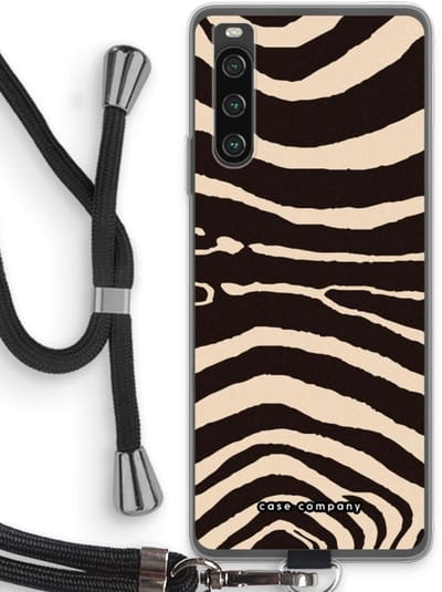Case Company® - Hoesje met koord geschikt voor Sony Xperia 10 IV hoesje met Koord - Arizona Zebra - Telefoonhoesje met Zwart Koord - Bescherming aan alle Kanten en Over de Schermrand