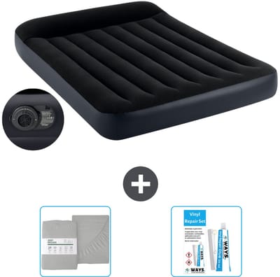 Intex Luchtbed - Twijfelaar - 137 x 191 x 25 cm - Blauw - Inclusief pomp - Hoeslaken en Reparatieset