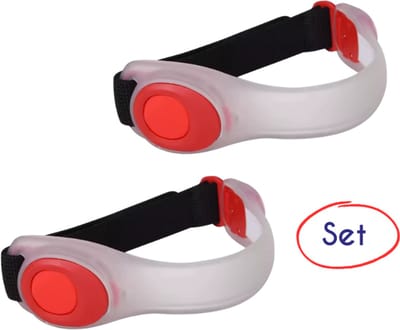 S4D® - Hardloop Verlichting - Reflecterende armbanden - Wandel Verlichting - LED armbanden - Set ! - Inclusief Batterijen - Kleur Rood - Verhoog Gemakkelijk Je Zichtbaarheid !