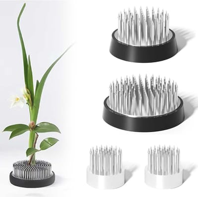 Dailygoods- Bloemenhouder 4 Stuks - Ronde Ikebana - Roestvrij Staal - Antislipring - Bloemensteker - Geschikt voor Huis/Tuin - Bloemensteun