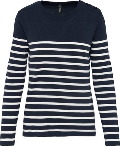 Kariban Gestreepte damestrui K990 - Striped Navy / Off White - XXL