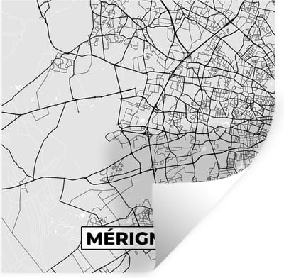Muurstickers - Sticker Folie - Mérignac - Plattegrond - Frankrijk - Kaart - Stadskaart - 100x100 cm - Plakfolie - Muurstickers Kinderkamer - Zelfklevend Behang XXL - Zelfklevend behangpapier - Stickerfolie