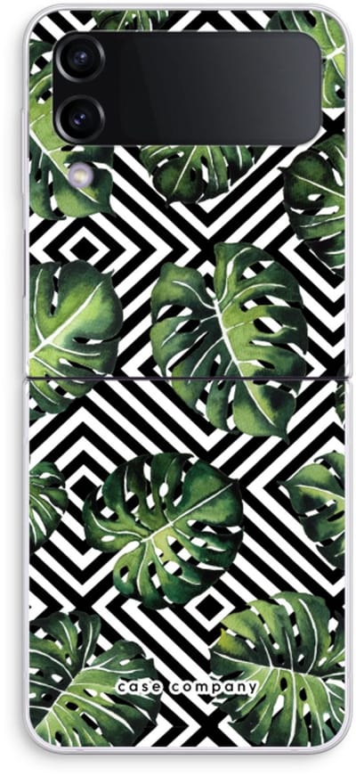 Case Company® - Hoesje geschikt voor Samsung Galaxy Z Flip4 hoesje - Geometrische jungle - Soft Cover Telefoonhoesje - Bescherming aan alle Kanten en Schermrand