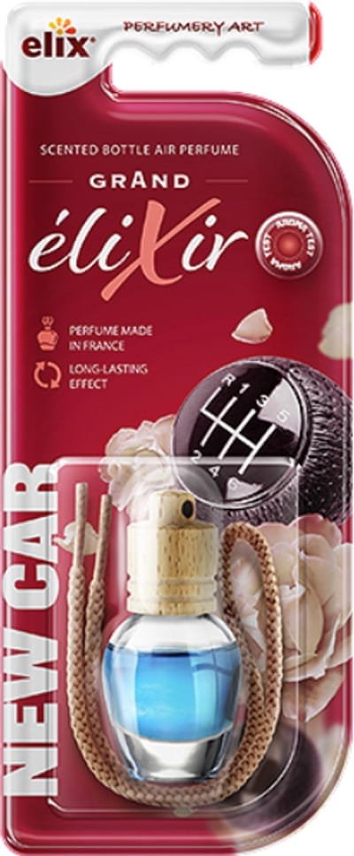 Elix - Auto Luchtverfrisser - Autoparfum - Houten Geurhanger - Interieur Parfum Auto - Luxe Air Freshener Flesje - Langdurig Effect - Geurhanger Auto & Huis - 8ml - New Car