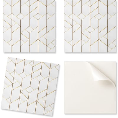 Zelfklevende tegels met print - Perfect voor de keuken - Geometrisch lijnpatroon 20x20x20 cm