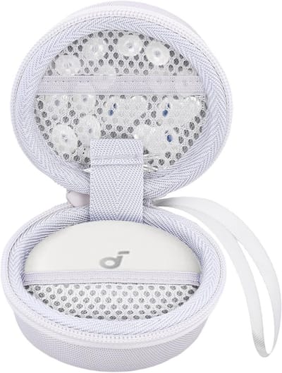 Harde Draagtas voor Hoofdtelefoon - Reisetui Compatibel met Sleep Buds A20 A30 (Wit)