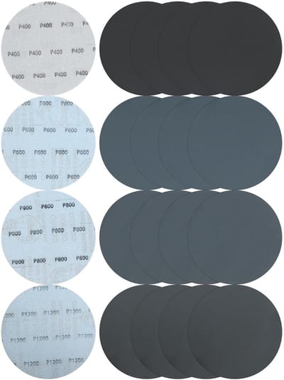 Orivio - Schuurschijven voor polijsten en schuren van metaal, hout en steen - Set van 40 stuks, korrel 400/600/800/1200 - Geschikt voor nat en droog gebruik - Diameter 150 mm