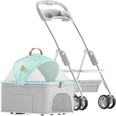Huisdier Kinderwagen - Hondenwagen Kattenwagen - Buiten Reizen - Opvouwbaar 3-in-1 - 12 kg draagvermogen - Blauw