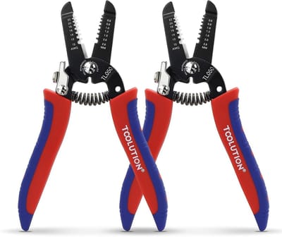 Set van 2 Kabelstrippers en Draadsnijders voor 10-22 AWG, Handgereedschap met Automatische Terugslag en Veiligheidsslot