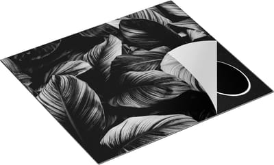 Chefcare Inductie Beschermer Tropische Groene Bladeren - Zwart Wit - 60x50 cm - Afdekplaat Inductie - Kookplaat Beschermer - Inductie Mat