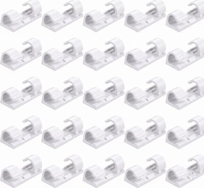 Kabelclips - 20 Stuks - Kabelhouder - Wit - Zelfklevend - Kabelbinder - Kabel organiser - OXILO