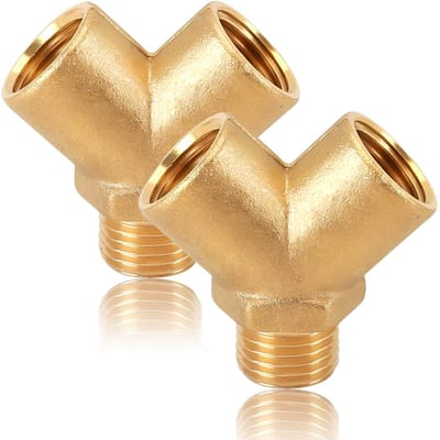 Dailygoods- Wateraansluitverdeler Messing - Y Stuk - 2 Stuks