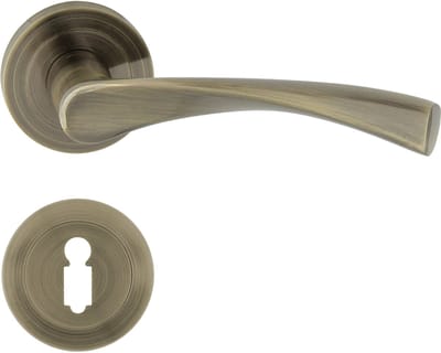 Domino® Deurkrukgarnituur ROMANA-R M3 - Mat bruin - BB- gladde sleutel met Ronde Rozette - Deurbeslag van aluminium - Deurklink voor kamerdeur, kantoordeur, kelderdeur en binnendeur