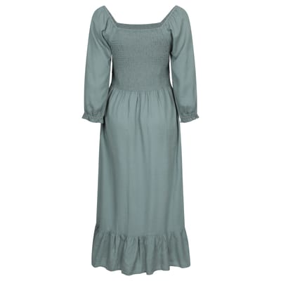 Mountain Warehouse Dames Cadiz Rimpeld Lange Mouw Midi Jurk (Khaki Groen)
