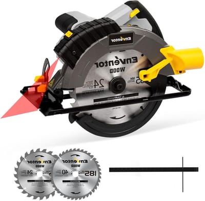 Krachtige 1650W Cirkelzaag met Lasergeleiding, 5500 RPM, Zaagdiepte tot 62 mm voor Houtbewerking, Inclusief 2 Zaagbladen (185 mm)