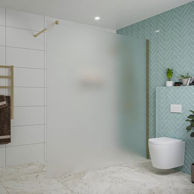 FugaFlow Eccelente Vetro inloopdouche badkamer - 180x200cm - mat glas - wandarm - geborsteld messing
