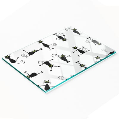 Keuken serveerplank van gehard glas met kattenafbeeldingen, 80x52 cm