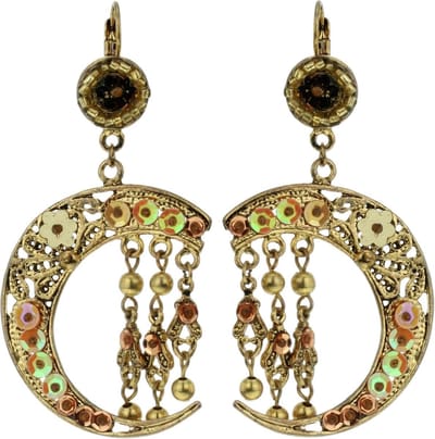 Behave - Oorhangers halve maan bruin - vintage boho stijl