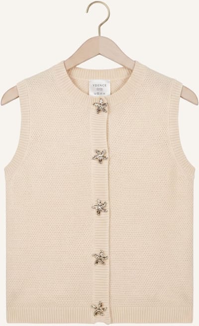 Ydence Knitted Top Mona Tops & T-shirts Dames - Shirt - Creme - Maat M