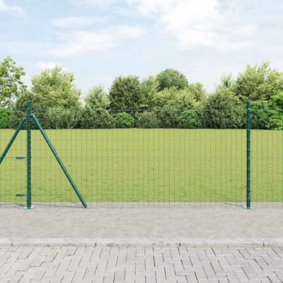 vidaXL - Euro-hek - met - betonnen - voetstuk - 10 - x - 0,8 - m - PVC-Coated - Staal - Mesh