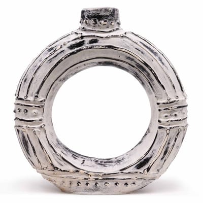 Ronde donutvormige vaas - crème 30 cm