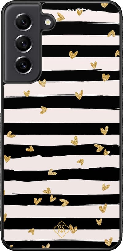 Casimoda® hoesje - Geschikt voor Samsung Galaxy S21 FE - Hart Streepjes - Zwart TPU Backcover - Gestreept - Zwart