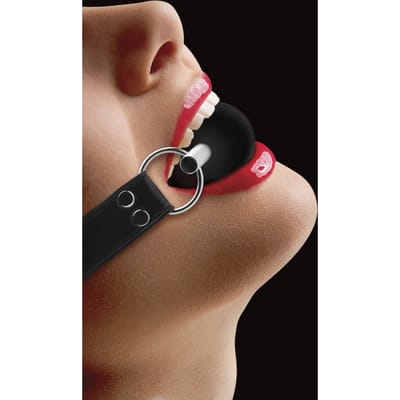 Ouch! Solid Ball Gag Rubberen Mond Knevel - Zwart