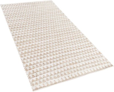 TUNCELI - Laagpolig vloerkleed - Lichtbeige - 80 x 150 cm - Katoen