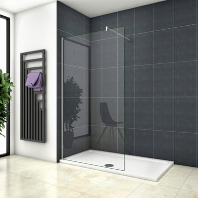Inloopdouche-douchewand-walk in 10mm NANO EasyClean veiligheidsglas，120x200cm+70-120cm Stabilisatiestang,glanzend chroom profiel