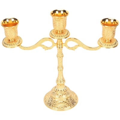3 Armen Legering Kandelaar Vintage Stijl Elegante Kaarsenhouder voor Huis Restaurant beige