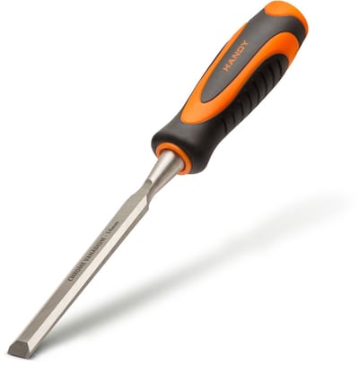 Houtbeitel Met Slagkap – 14 mm – Gehard Staal HRC 57–62 – Ergonomische Rubber Handgreep – Precisiebeitel Voor Houtbewerking, Uithakken En Vormgeven – Geschikt Voor Werkplaats En Hobbygebruik [10617B]