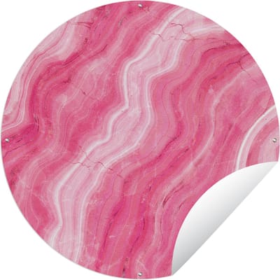 Tuincirkel Agaat geode - Roze - Kristal - Geode - 60x60 cm - Ronde Tuinposter - Buiten