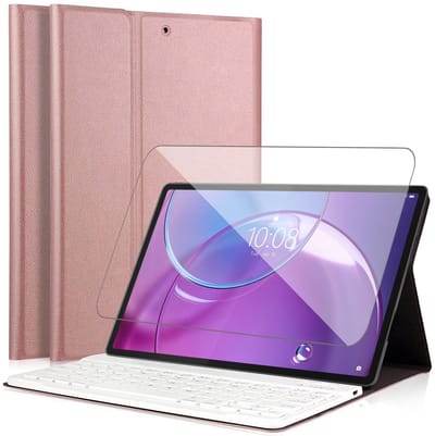 Hoes met Toetsenbord geschikt voor Lenovo Idea Tab Pro Gen 2 (13 inch) – Keyboard Book Case – Bluetooth – Roségoud – Met Screenprotector Glas