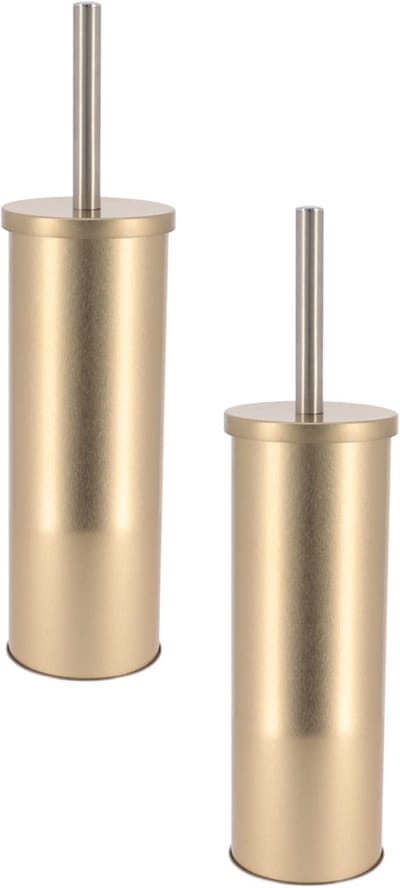 Tendance Toiletborstel - 2x - goud - metaal - 38 x 10 cm - badkamer - toilet - toilet accessoires