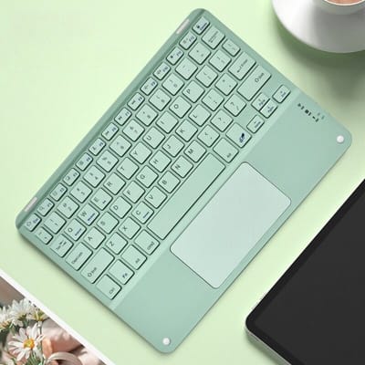 Oplaadbaar draadloos Bluetooth-toetsenbord met magnetisch touchpad, geschikt voor pc, iPad en Mac (groen).