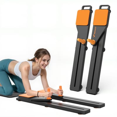 MERACH 4-in-1 Pilates Board - Pilates Reformer - Multifunctioneel - Demontabel Design - Antislip - 6,8 kg Weerstandsband - Ruimtebesparend Buik- en rugtrainers - Geschikt voor Thuisstudio - Oranje