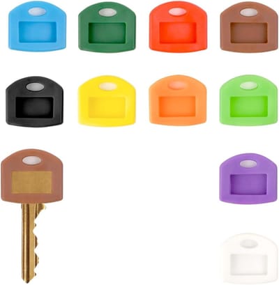 Kleurige Sleutelcovers met Labels - 10 Stuks voor Sleutelidentificatie, Flexibele Sleutelbescherming en Huissleutels