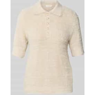 Gebreide pullover met 1/2-mouwen en knoopsluiting