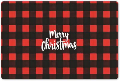 Placemats 45x30 cm - Placemat kunststof - 1 stuk - Geruit - Rood - Tekst - Christmas - Borden onderleggers - Decoratie voor op tafel - Keuken tafeldecoratie accessoires - Vinyl onderlegger - Tafelversiering