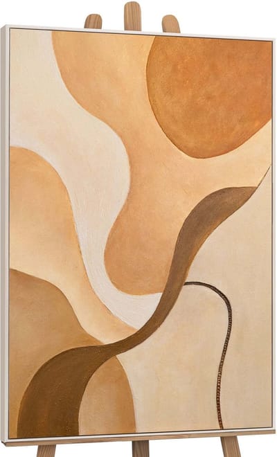 Canvas schilderij 120x80 cm handgeschilderd kromming van de horizon – YS-Art Gallery – Lijst: Beige – Luxe wanddecoratie