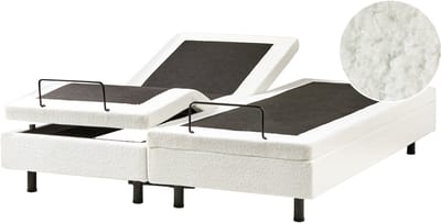 DUKE - Bed zonder hoofdbord - Gebroken wit - 160 x 200 cm - Bouclé