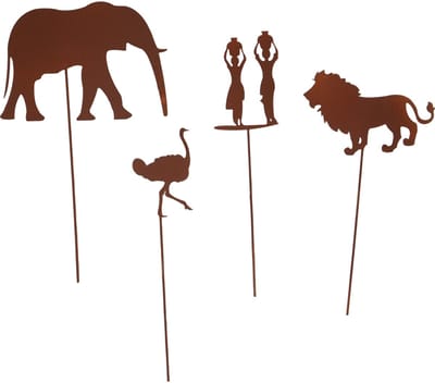 UNUS® Tuinsteker Afrika roestlook set van 4