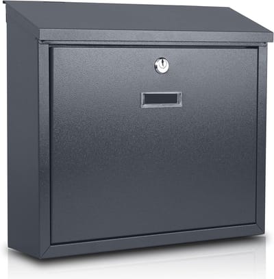 Vergrendelende brievenbus wandmontage sleutelslot grote capaciteit gegalvaniseerde stalen afdekking huis grijs 30-x-30-x-10-cm.
