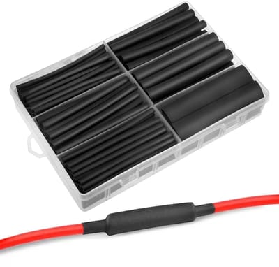 90 mm krimpkousset, 3:1, waterdichte krimpkousen, Heat Shrink Tube, isolatieslangassortiment met 7 maten krimpkous-kabelmof (zwart, 180 stuks)