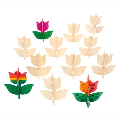 Colorations houten knutselset tulp - creatief speelgoed set van 12.