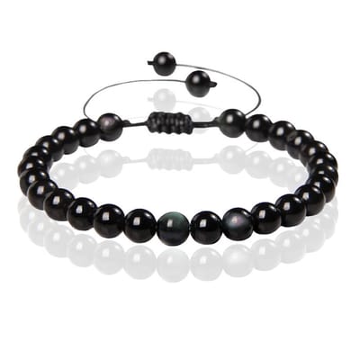 Memphis No.2 Natuursteen Armband Dames - 6mm Color Obsidian