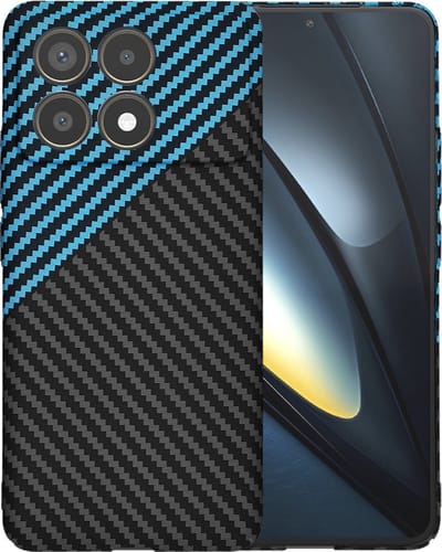 Hoesje geschikt voor Xiaomi Poco F6 Pro - Techsuit Carbonite FiberShell Carbon Back Cover - Blauw/Zwart