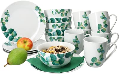MamboCat MamboCat 18-delige porseleinen eucalyptus ontbijtset 6 person