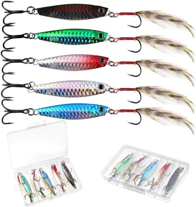 Mackerel Aas voor Zeevissen, Spinners met Veertjes, Vissen met Treble Haak voor Makreel, Baars en Forel