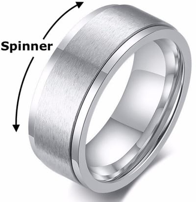 Fidget Ring Zilver kleurig - Anxiety Ring - Fidget Toy Om Je Vinger! - Staal - Ringen Heren Dames - Papa Cadeau Voor Mannen - Vaderdag